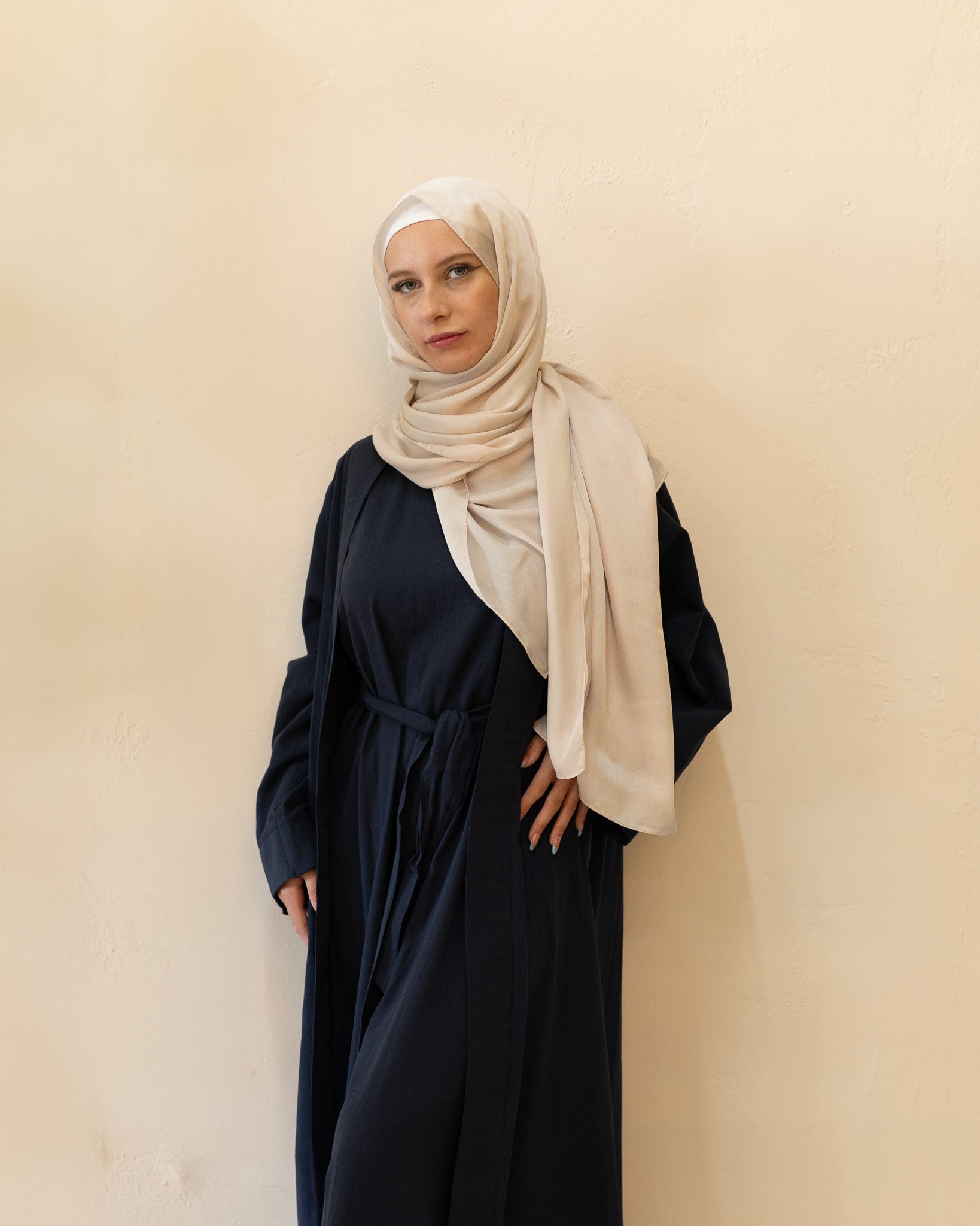 2 Piece Linen Abaya with Belt